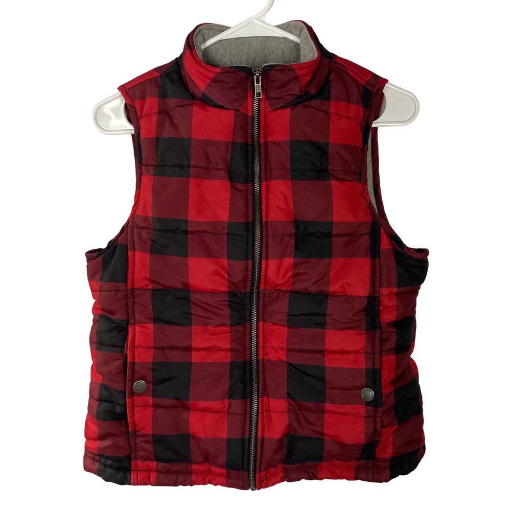 Natural Reflections Red Black Buffalo Plaid Quilted Puffer Vest Women's S/P